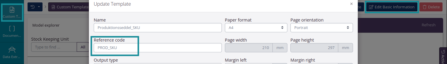 Custom Template reference code on-screen location